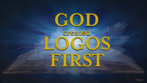 God created logos first written over blue burst of light